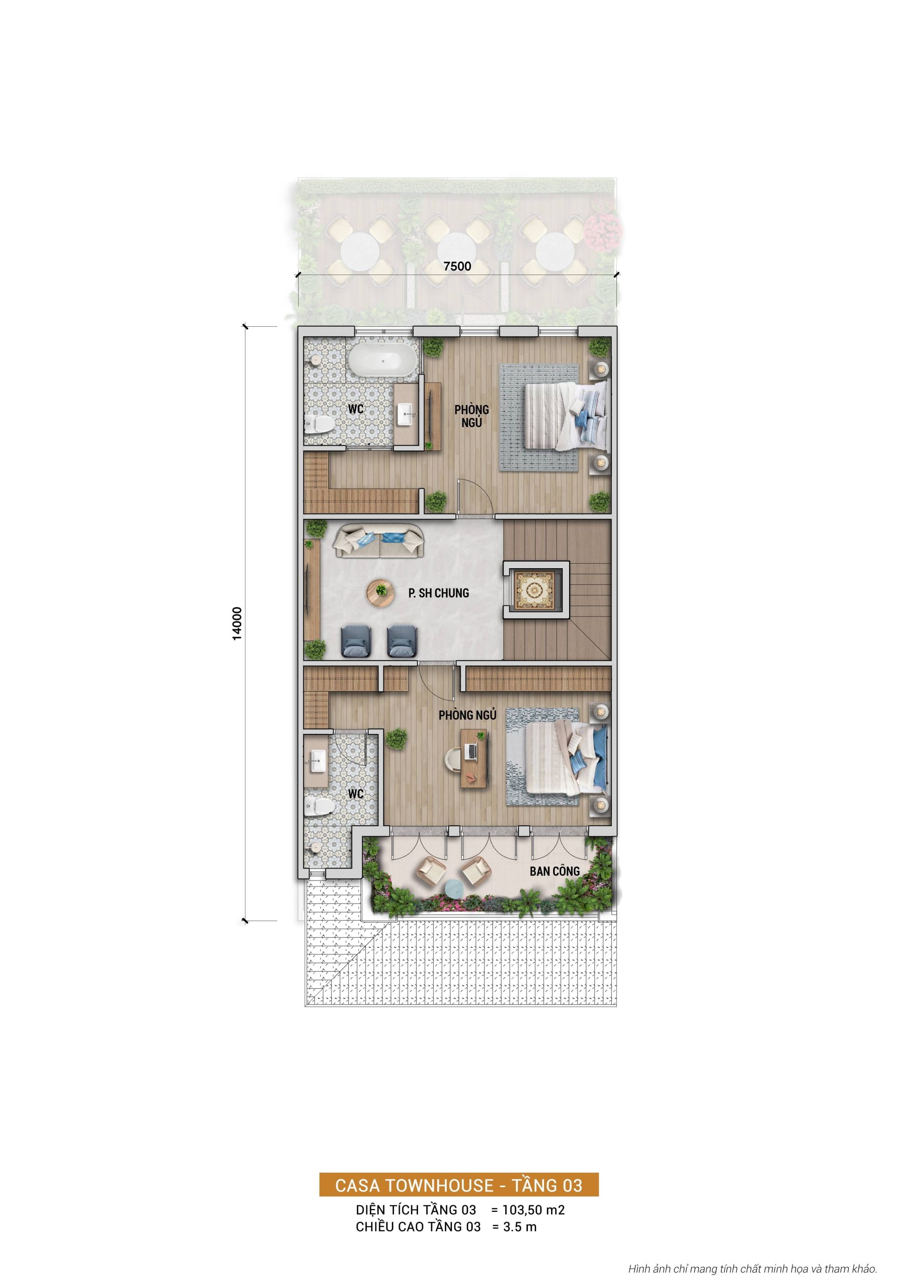 Nhà phố Casa Townhouse Blanca City 8 CASA TOWNHOUSE - TẦNG 03