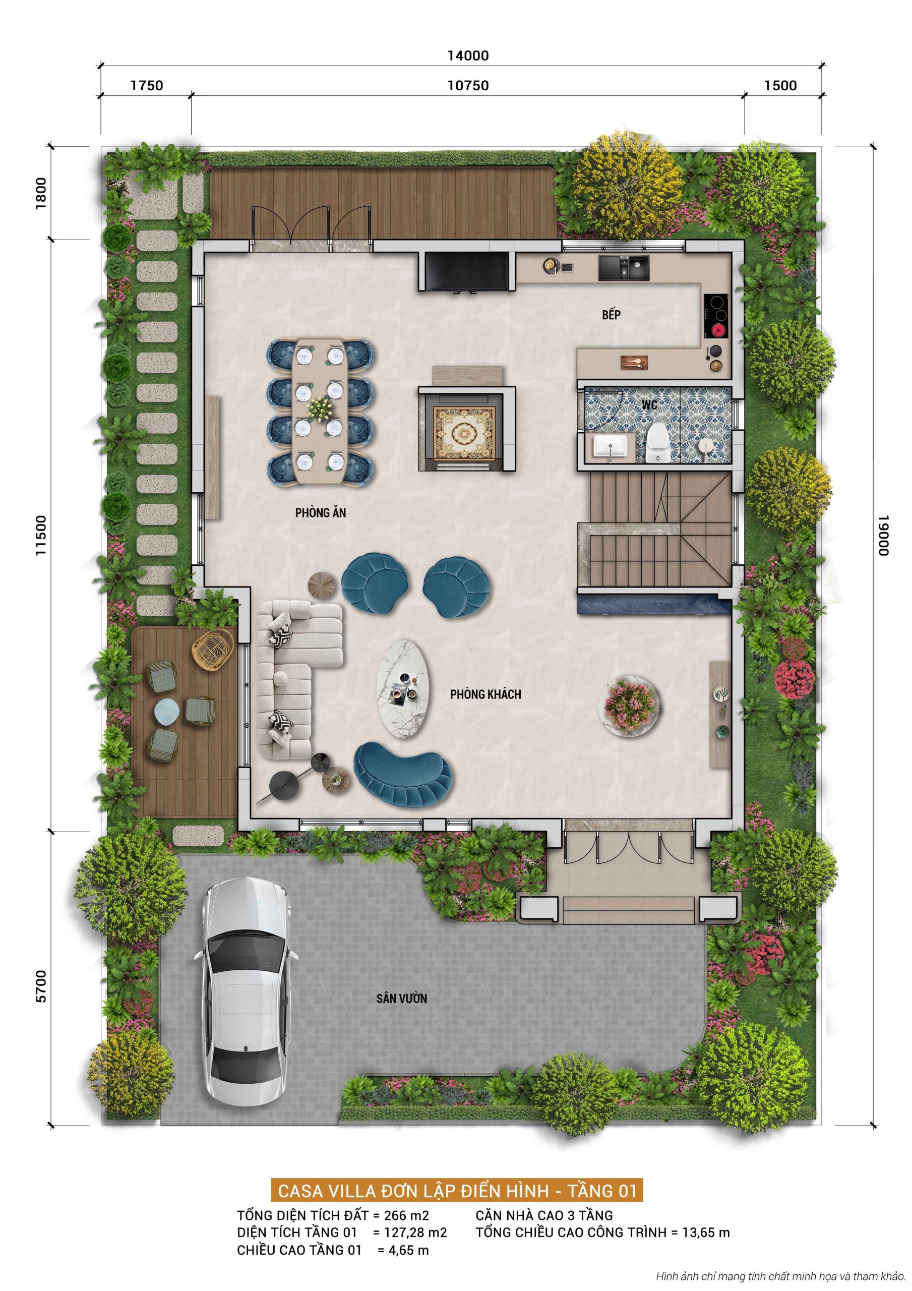 CASA VILLA ĐƠN LẬP ĐIỂN HÌNH - TẦNG 01